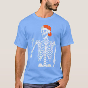 Camiseta Dia de as Bruxas engraçado Punk Rocker Skeleton Ro