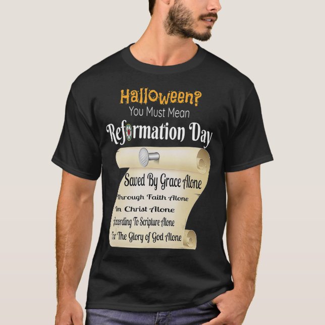 Camiseta Dia de as Bruxas engraçado Que Você Deve Dizer Dia (Frente)