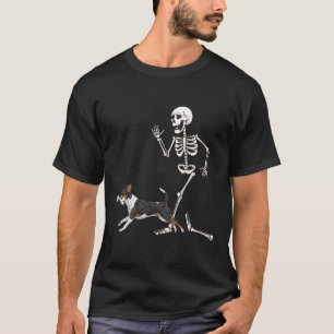 Camiseta Dia de as Bruxas engraçado Rat Terrier E Esqueleto