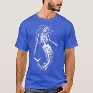 Camiseta Dia de as Bruxas engraçado Sereia Esqueleto Presen