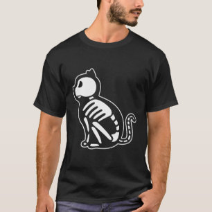 Camiseta Dia de as Bruxas engraçado Skeleton Cat Gatinho Fi