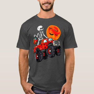 Camiseta Dia de as Bruxas engraçado Skeleton Monster-Truck