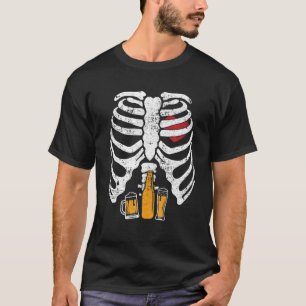 Camiseta Dia de as Bruxas engraçado Skeleton Rib Beer Fácil