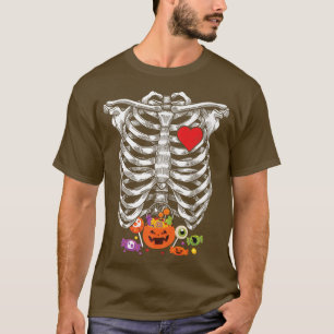 Camiseta Dia de as Bruxas engraçado Skeleton Rib Cage Candy