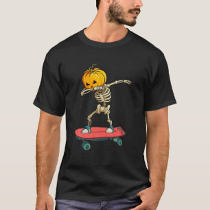 Camiseta Dia de as Bruxas engraçado Skeleton Skateboard Dab