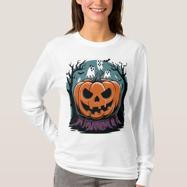 Camiseta Dia de as Bruxas engraçado Spooky Pumpkin (Frente)