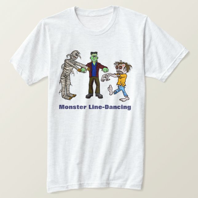 Camiseta Dia de as Bruxas engraçado T-Shirt Monster Line Da (Frente do Design)