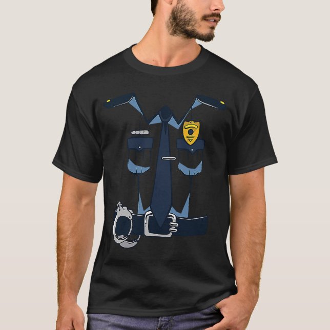 Camiseta Dia de as Bruxas engraçado Uniforme de Polícia Sem (Frente)
