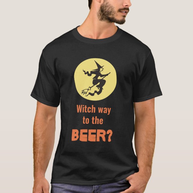 Camiseta Dia de as Bruxas engraçado Witway Beer Cote Preto (Frente)