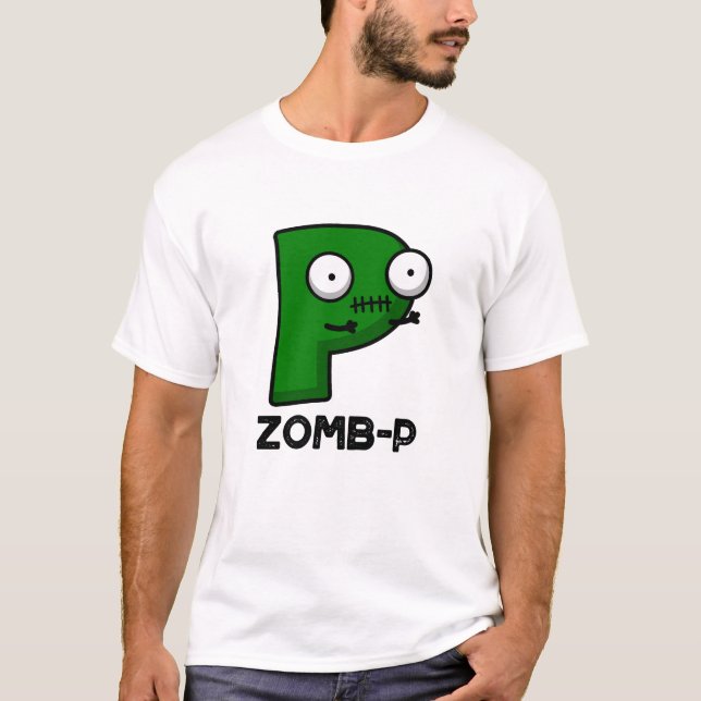 Camiseta Dia de as Bruxas engraçado Zombie-P, Anphabet (Frente)