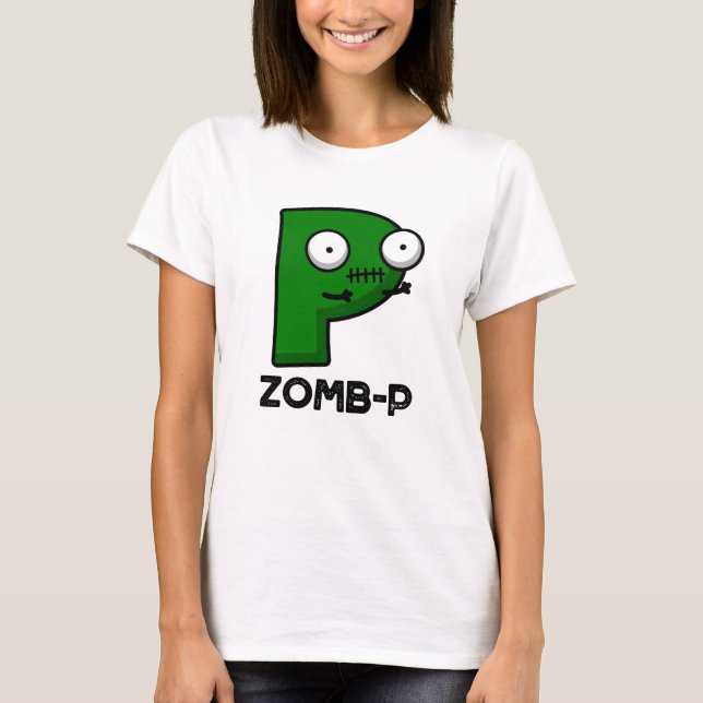 Camiseta Dia de as Bruxas engraçado Zombie-P, Anphabet (Frente)
