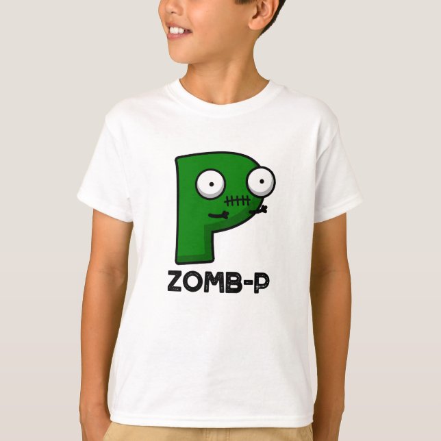 Camiseta Dia de as Bruxas engraçado Zombie-P, Anphabet (Frente)
