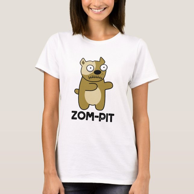 Camiseta Dia de as Bruxas engraçado Zombie Pit Bull Pun (Frente)