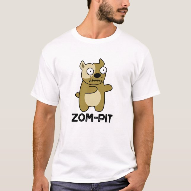 Camiseta Dia de as Bruxas engraçado Zombie Pit Bull Pun (Frente)