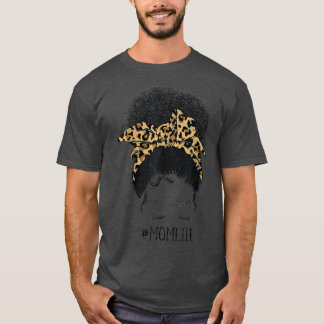 Camiseta Dia de as mães Afro-Americano Leopardo Negro Mo