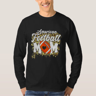 Camiseta Dia de as mães Americano de Futebol da Mãe Leopard