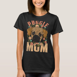 Camiseta Dia de as mães Cachorro Animal Puggle Mamãe Fofo P