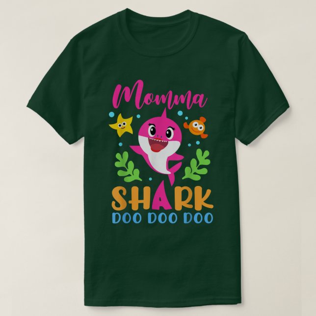 Camiseta Dia de as mães Da Família Momma Shark Momma (Frente do Design)
