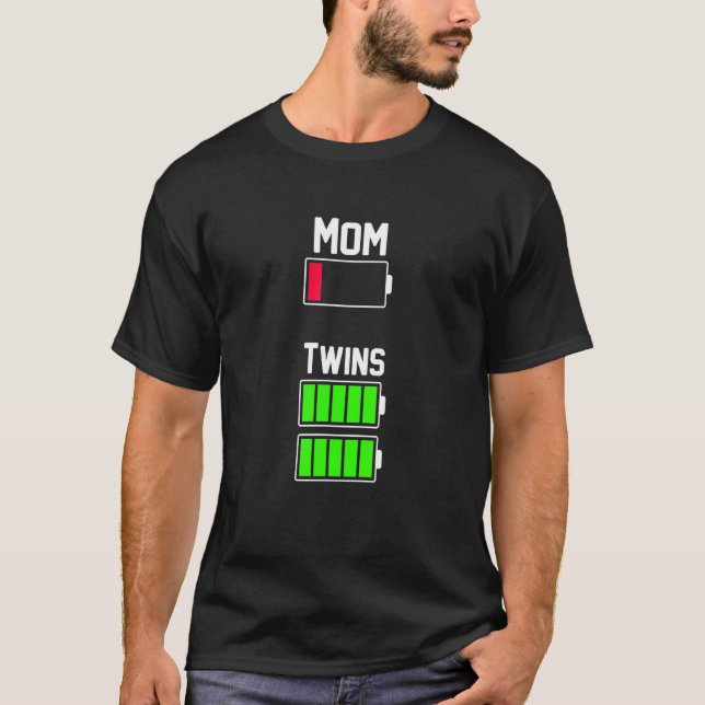 Camiseta Dia de as mães de bateria fraca da mãe gêmea pente (Frente)