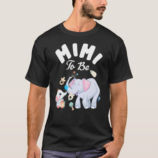 Camiseta Dia de as mães De Chá de fraldas Elefante Mimi (Frente)