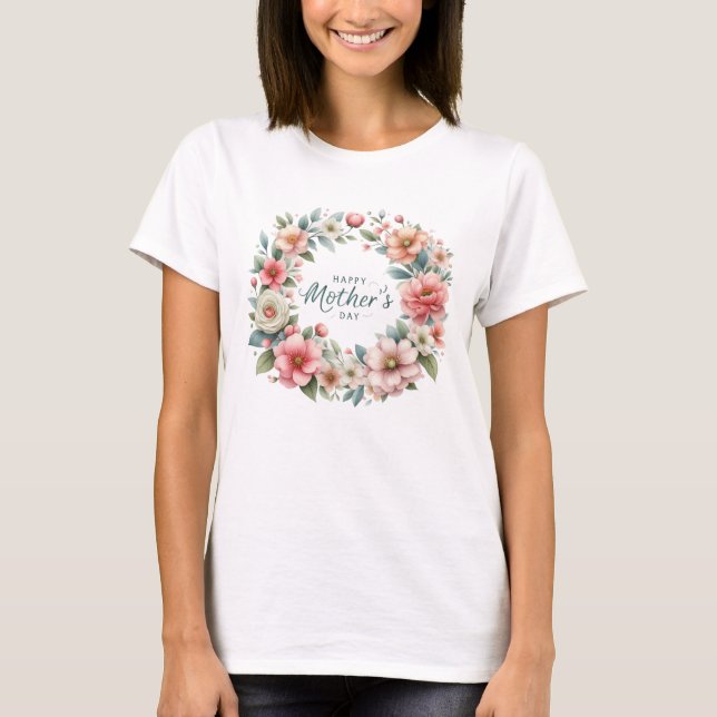 Camiseta Dia de as mães de fundo de flores de primavera (Frente)