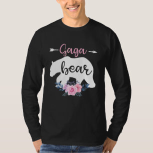 Camiseta Dia de as mães De Gaga Bear Família Floral Para Mu