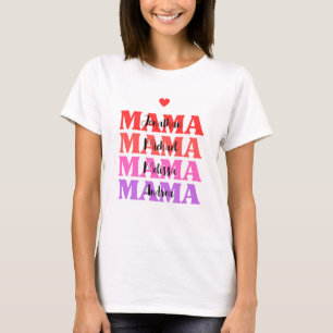 Camiseta Dia de as mães de Mamãe Bonita Nome Personalizado 
