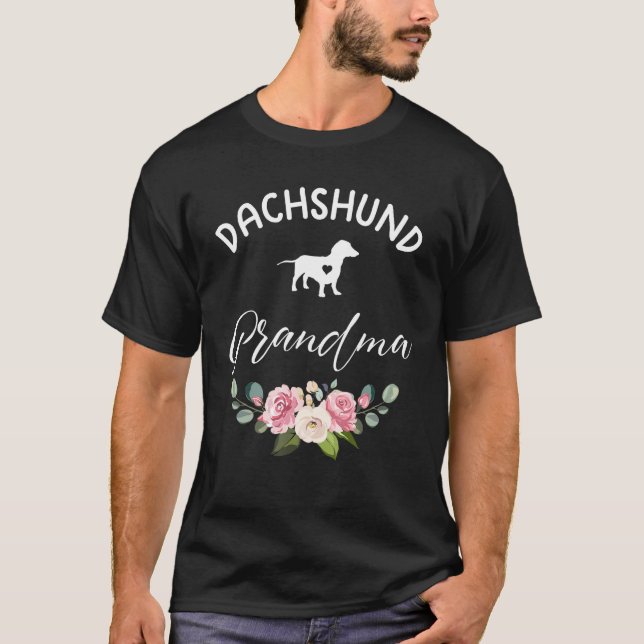 Camiseta Dia de as mães de vovó Silhoule do cão Dachshund (Frente)