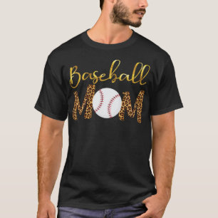 Camiseta Dia de as mães Dourado de baseball Mãe Leopard D