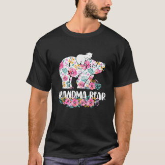 Camiseta Dia de as mães Engraçado Vovó Urso Flores Novas