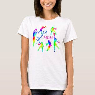 Camiseta Dia de as mães Esportivo Mãe Arco-Íris de Anéis