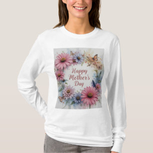 Camiseta Dia de as mães Feliz de Flores Selvagens
