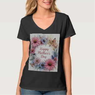 Camiseta Dia de as mães Feliz de Flores Selvagens
