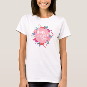 Camiseta Dia de as mães Feliz Elegante Floral Círculo Sup