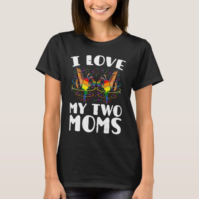 Camiseta Dia de as mães LGBTQ Mães Lésbica  Arco-Íris Mante (Frente)