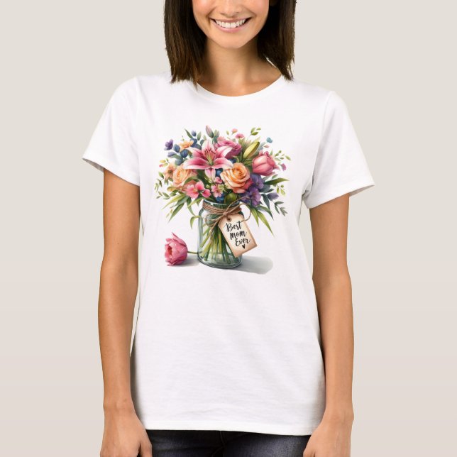 Camiseta Dia de as mães Melhor Mãe de Sempre em Aquarela (Frente)