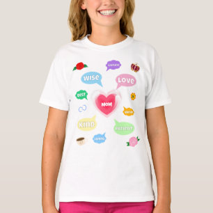 Camiseta Dia de as mães Melhor Mãe Palavras Nuvens Rainha A