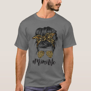 Camiseta Dia de as mães Mimi Life Hair Bandana Óculos Leopa