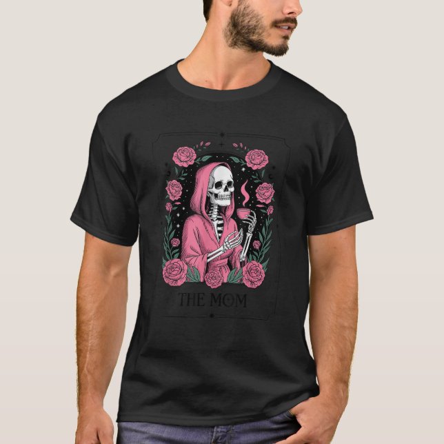 Camiseta Dia de as mães O Skeleton Tarot Card Gothic Flo (Frente)