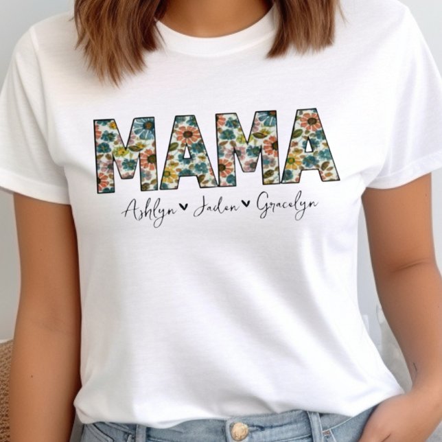 Camiseta Dia de as mães Personalizado para Nomes de Criança (Criador carregado)