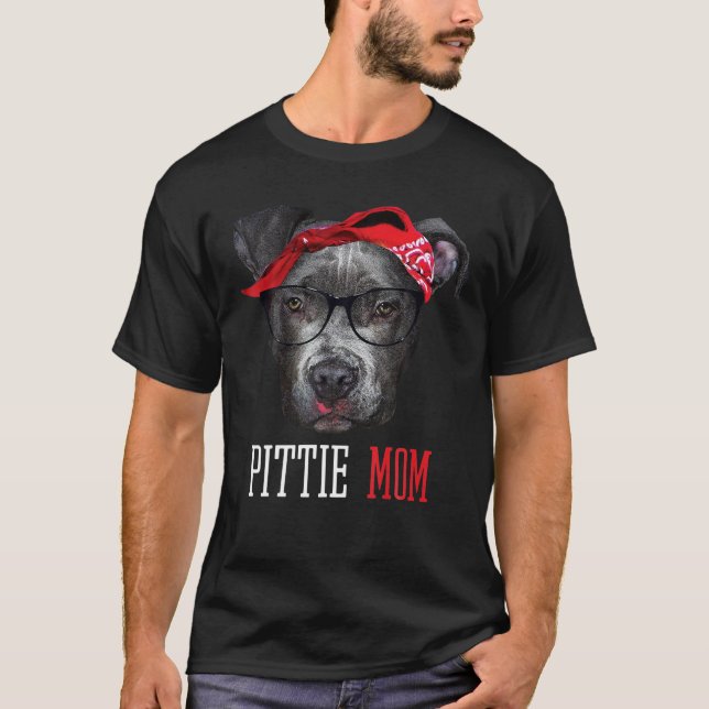 Camiseta Dia de as mães Pittie Mãe Pitbull Dog Lovers (Frente)