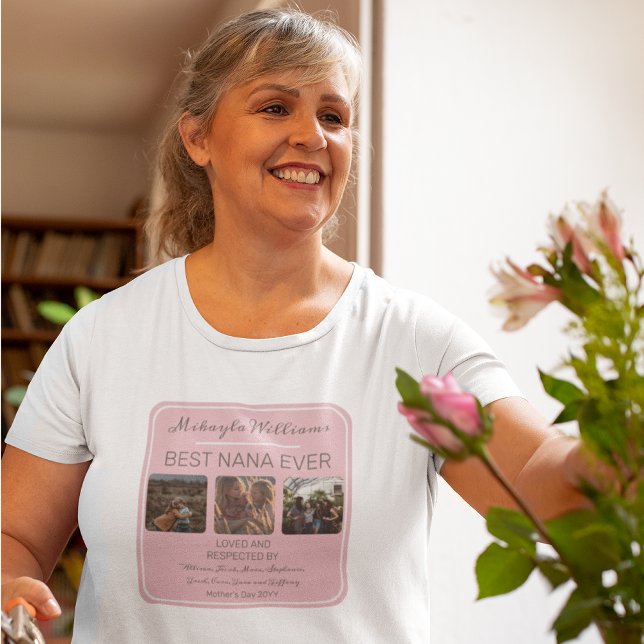 Camiseta Dia de as mães Rosa Melhor Nana De Três Fotografia (Criador carregado)