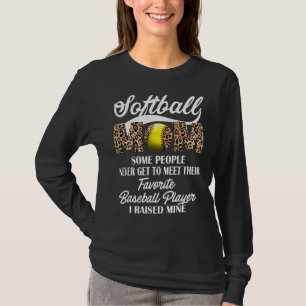 Camiseta Dia de as mães Softball Mãe Impressão Leopardo Mul