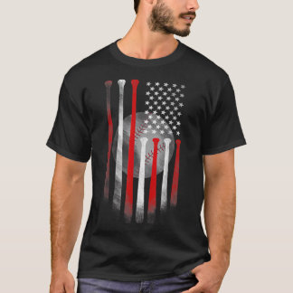 Camiseta Dia de Baseball American Flag Vintage