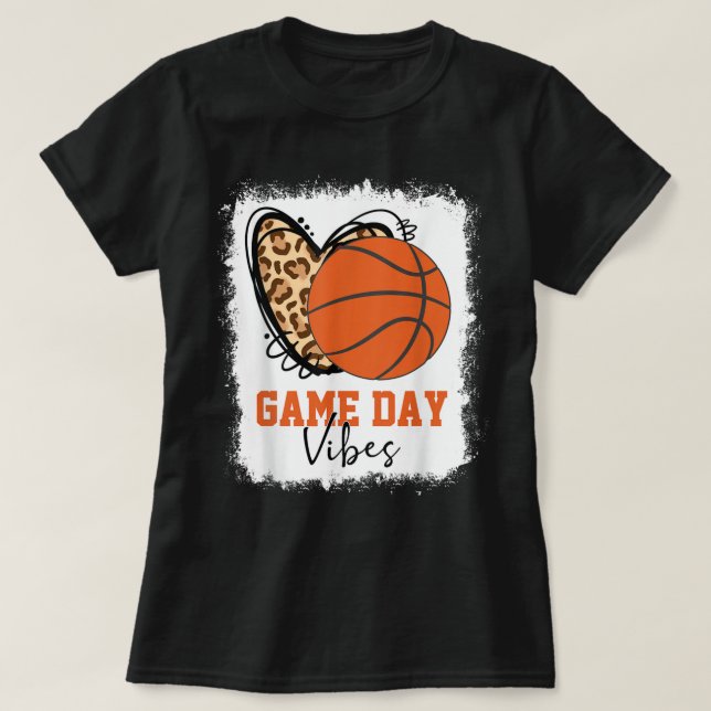 Camiseta Dia de Basquete Branqueado Vibes de Basquete Mãe (Frente do Design)