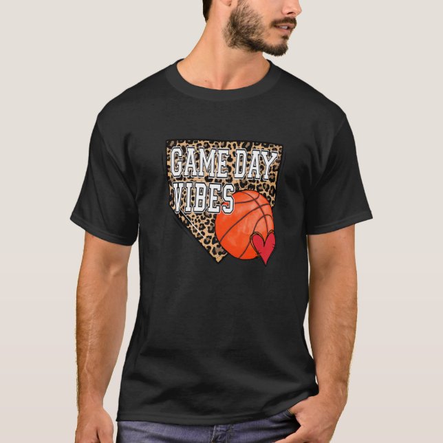 Camiseta Dia de Basquete Branqueado Vibes Leopard Basketb (Frente)