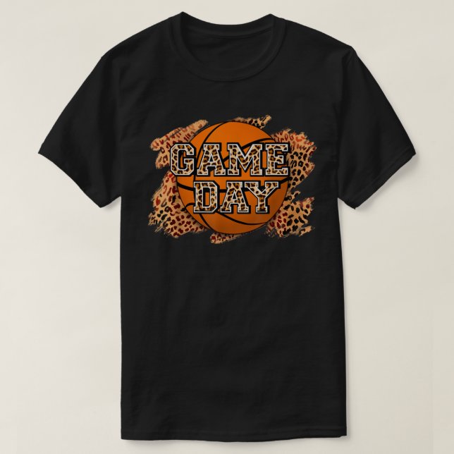 Camiseta Dia de Basquete Leopardo Branqueado Vibes Basketb (Frente do Design)