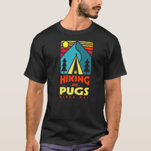 Camiseta Dia de Caminhada e Pug Hiker Pug Caminhada Chinês