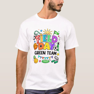 Camiseta Dia de Campo Equipe Verde Divertido Para Crianças