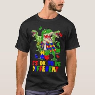 Camiseta Dia de conscientização do Autismo Dinosaur Rex Din